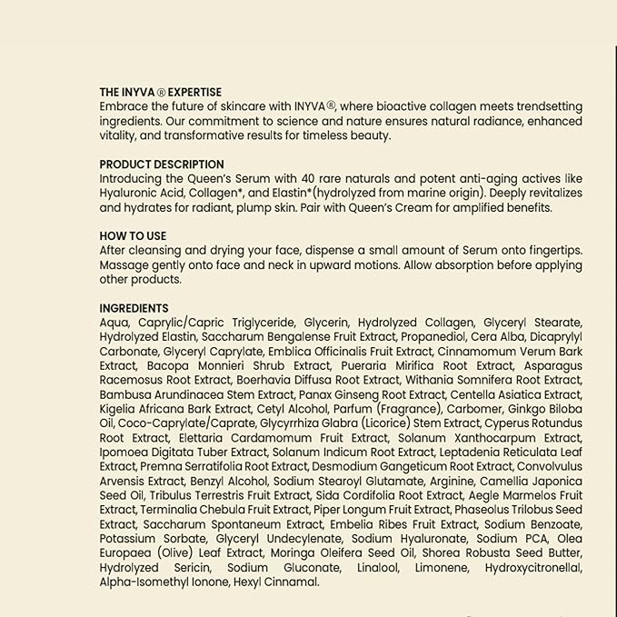 Queen's TimeReverse Anti-Aging Serum with Collagen, Peptides & Hyaluronic Acid - 1.7 Oz