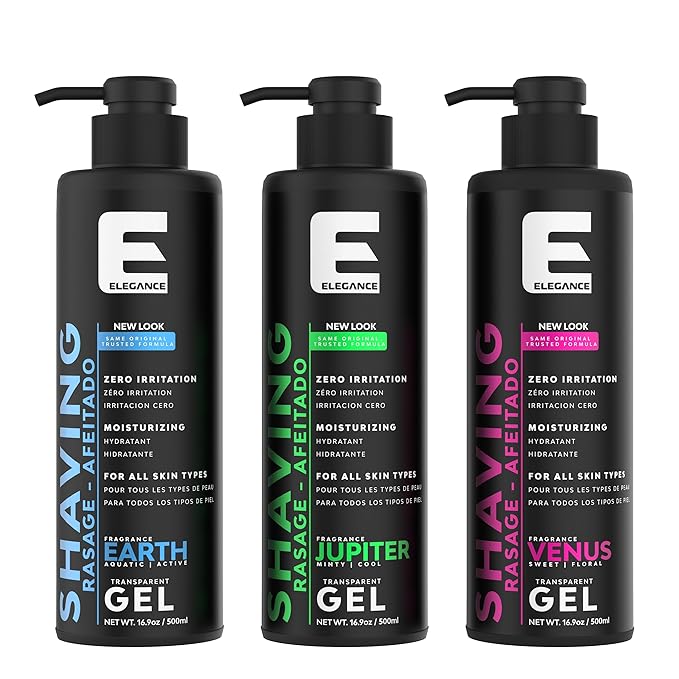 E Elegance Barber Accessories - Transparent Shaving Gel For Men Or Women, Minty/Cool Jupiter Fragrance - The Ultimate Shaving Solution For A Smooth, Irritation-Free Experience, 16.9 Oz