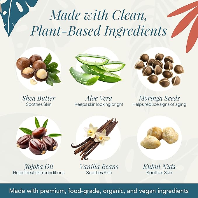 Saavy Naturals Body Wash Tahitian Vanilla Plant-Based Ingredients| Made In USA | Sensitive Skin Body Wash, l Organic & Vegan Formula With Coconut Oil, Shea Butter, And Aloe Vera - 8.5 Fl Oz, 2 Pack