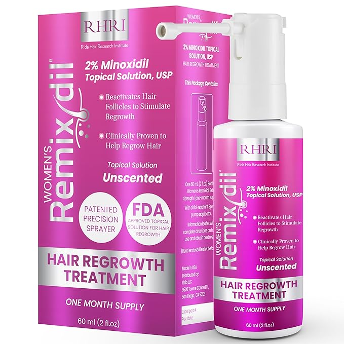 2% Minoxidil for Women Hair Regrowth Spray– Minoxidil Thicker & Fuller Topical Solution for Hair Loss Treatment, Follicle Reactivation, Clinically Proven Formula - 60 ml