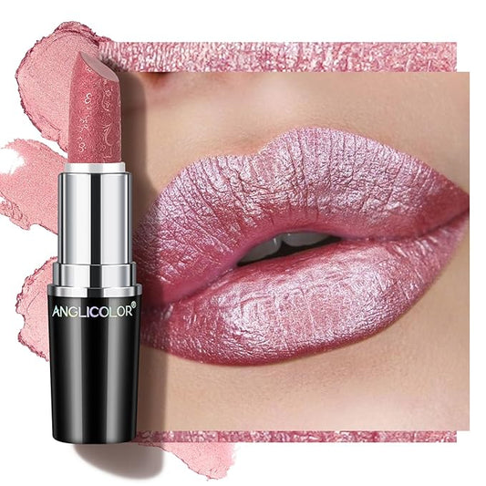 Glitter Pink Lipstick,High Impact Lipcolor,Lightweight Hydrating Formula Smooth and Non-Sticky,Metallic Lipstick For Women,Full-Coverage Lip Color (11 HIP & HIPPIE, 4g)