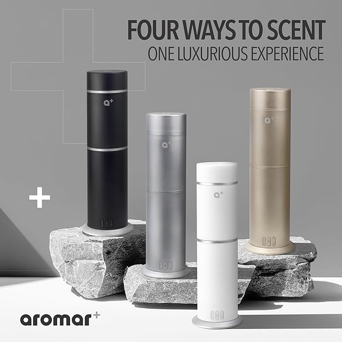 AROMAR Smart Waterless Oil Diffuser - Cold-Air Essential Scent Machine, App-Controlled, Covers 1000 Sq.Ft - Includes 'New York' Scent - Perfect for Home, Office, & Business use - Black