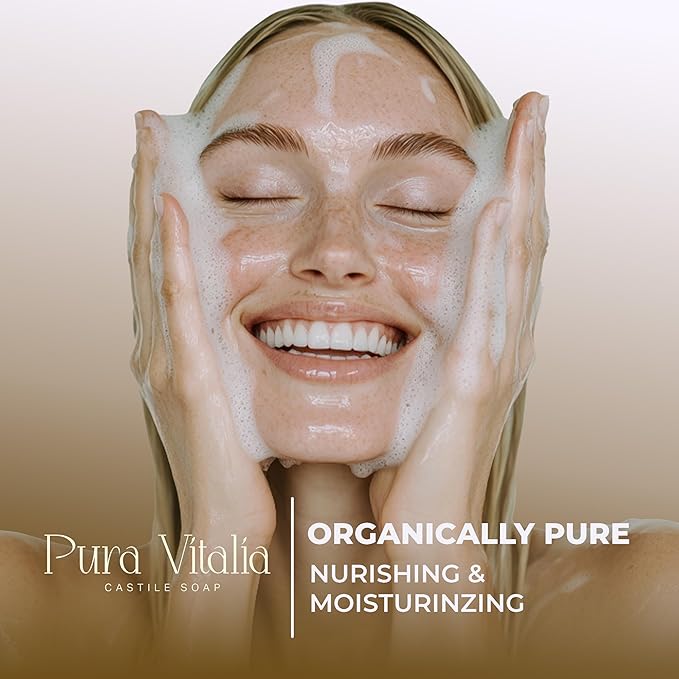 Lavender Organic Castile Soap | Body Wash & Cleanser for Face & Hands | Biodegradable, Eco-Friendly, Palm Oil Free, Vegan & Gentle | Made with 6 Natural Ingredients - 16 oz