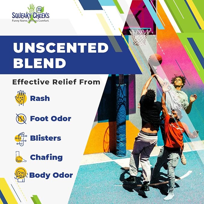 Squeaky Cheek Organic Talc-Free Unscented Dusting Powder (5oz) - Gentle, Nourishing, Fragrance-Free for Sensitive Skin