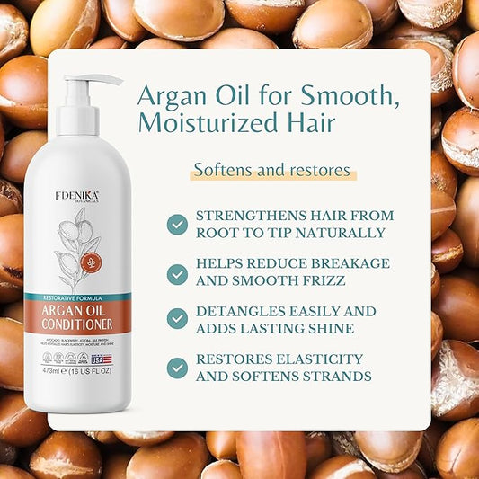 Argan Oil Moisturizing Conditioner with Avocado, Blackberry & Jojoba, 16 fl oz, Restorative & Smoothing Formula, Vegan, Paraben-Free, Sulfate-Free, for All Hair Types