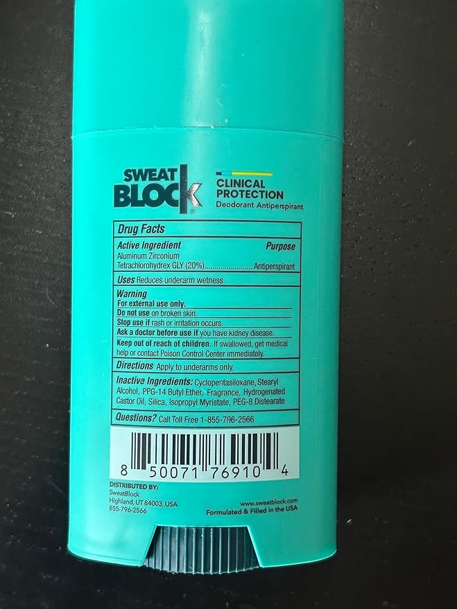 SweatBlock Deodorant Antiperspirant for Women & Men | 48 Hour High Degree Sweat & Odor Protection | Non Irritating Smooth Glide | Coastal Fresh Scent (1 Pack)