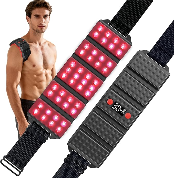 Red Light Therapy Belt, LED 660nm & 850nm Near Infrared Light for Muscle Recovery, Pain Relief, Wearable Wrap –Inflammation, Joint Health & Mobility - Portable & Hands-Free