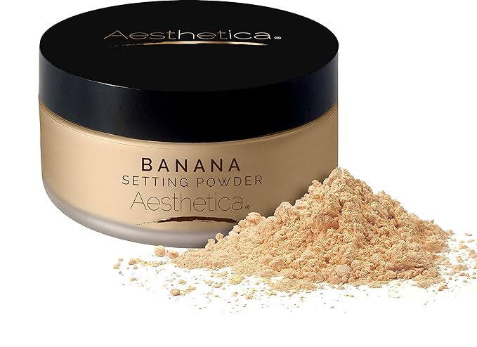 Aesthetica Banana Loose Setting Powder - Flash Friendly Superior Matte Finish Highlighter & Finishing Powder - Includes Velour Puff