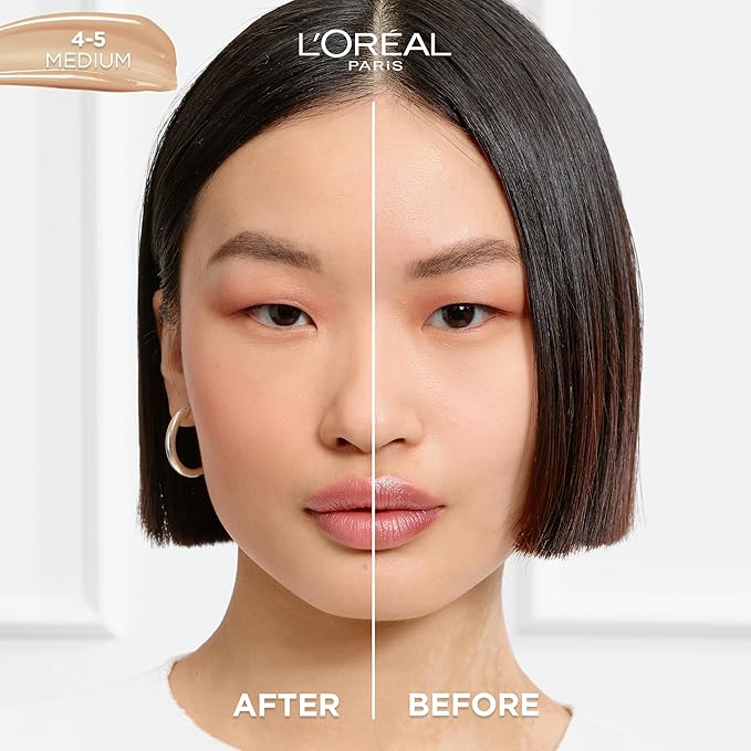 L'Oreal Paris True Match Nude Hyaluronic Tinted Serum Foundation with 1% Hyaluronic acid, Medium 4-5, 1 fl. oz.