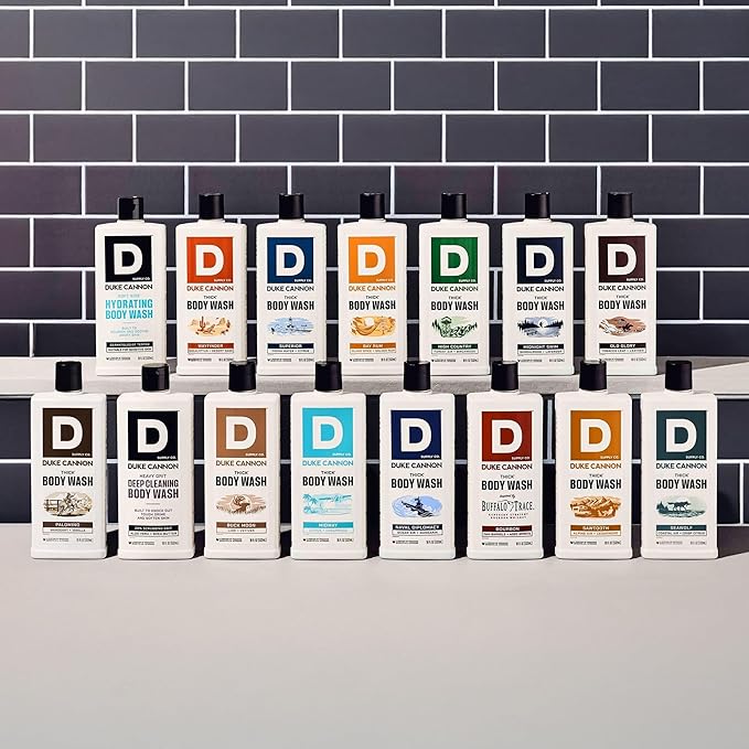 Duke Cannon Supply Co. Thick High Viscosity Body Wash – 3X Thicker, Cleansing Shower and Bath Gel, Mineral-Enriched for Men – Shower Gel – Men’s Body Scrub – Midway (18 oz)