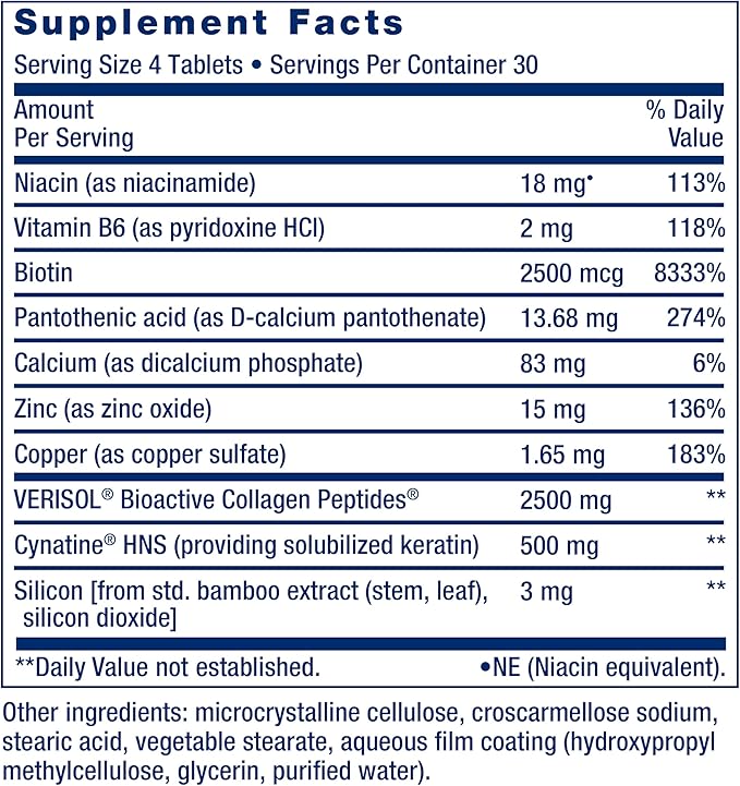 Life Extension Hair, Skin, & Nails- Collagen Plus, 120 Count