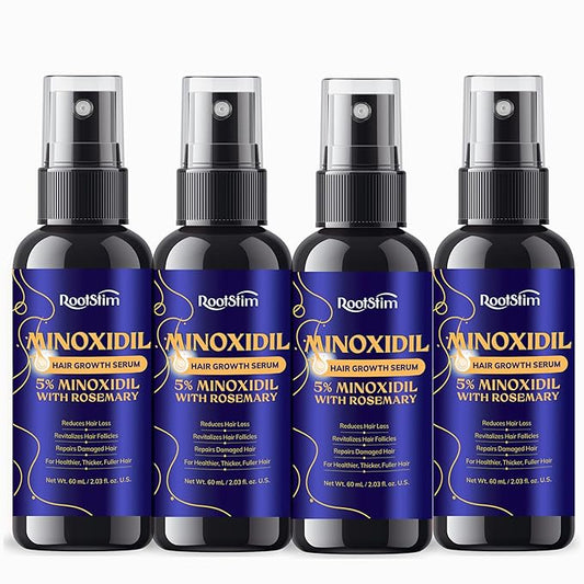 5% Minoxidil Hair Growth for Men and Women: 4-Pack Extra Strength Minoxidil Hair Loss Treatment Serum with Rosemary for Faster Stronger Thicker Hair Growth - 240 ML
