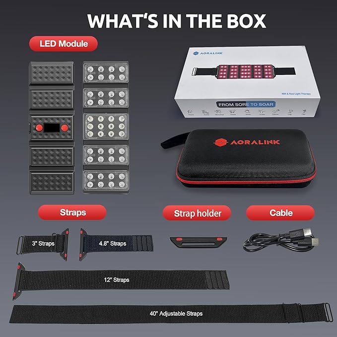 Red Light Therapy Belt, LED 660nm & 850nm Near Infrared Light for Muscle Recovery, Pain Relief, Wearable Wrap –Inflammation, Joint Health & Mobility - Portable & Hands-Free