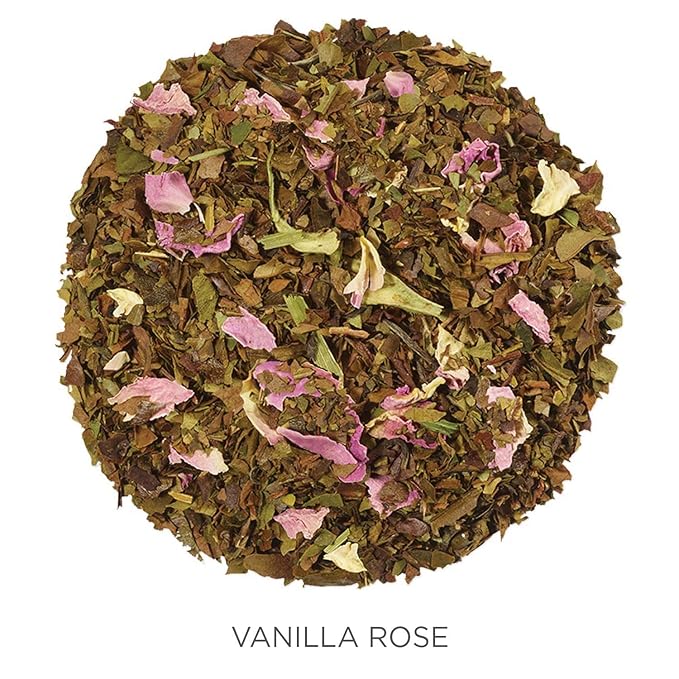 Tea Forte Vanilla Rose Premium Organic Loose Leaf Caffeinated White Tea Blend Canister, Makes 35-50 Cups