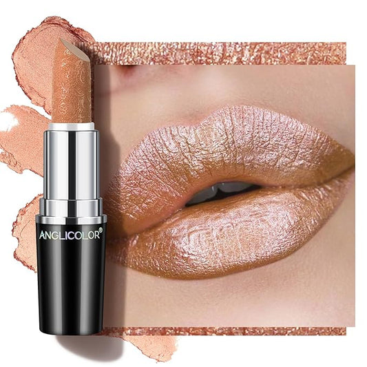 Glitter Gold Lipstick,High Impact Lipcolor Moisturizing Creamy Formula Smooth and Non-Sticky,Metallic Lipstick For Women,Full-Coverage Lip Color(10 SAHARA GOLD, 4g)