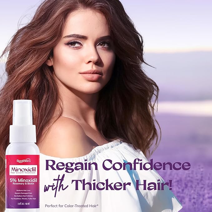 Women's 5% Minoxidil Spray for Hair Growth: RootStim Extra Strength Minoxidil with Rosemary & Biotin for Thinning Hair Regrowth and Fuller Hair 60 ML