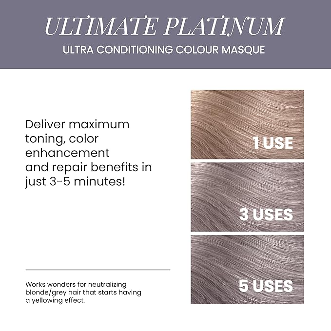 ALOXXI InstaBoost Conditioning Color Masque in Ultimate Platinum Neutralizes Brassiness in Blonde and Silver Hair, 6.8 Fl Oz