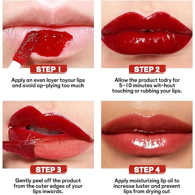 Liquid Lipstick with Clear Lip oil, Dual-Ended Peel-Off Lip Gloss, Long-Lasting Water-proof Lip Gloss (Berry)