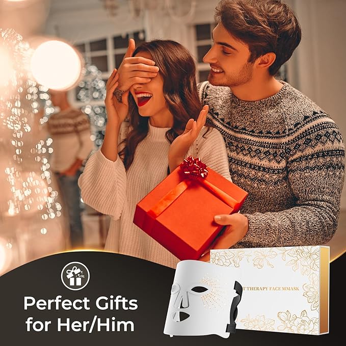 Red Light Therapy for Face LED Face Mask Light Therapy,Cordless 120 LED, USB Rechargeable,Red Mask for Home Working Travel Yoga Sleep