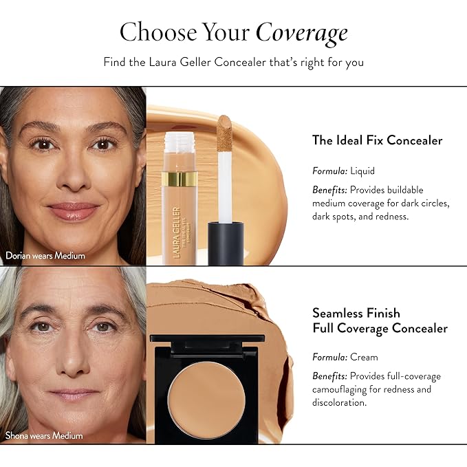 LAURA GELLER NEW YORK The Ideal Fix Concealer - Fair - Buildable Medium to Full Coverage Liquid Concealer - Covers Under Eye Dark Circles & Blemishes - Long-Lasting