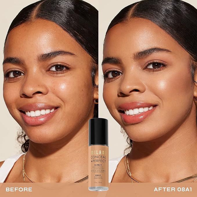 Milani Conceal + Perfect 2-in-1 Foundation + Concealer for a Flawless Complexion, Under Eye Corrector, Cover Redness and Imperfections, Waterproof and Sweatproof - Rich Sand