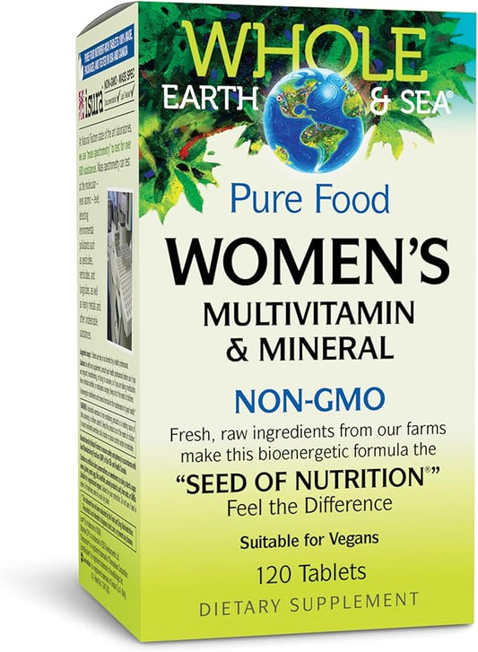 Natural Factors Whole Earth & Sea Women's Multivitamin & Mineral, Whole Food Supplement, Vegan, 120 Tablets