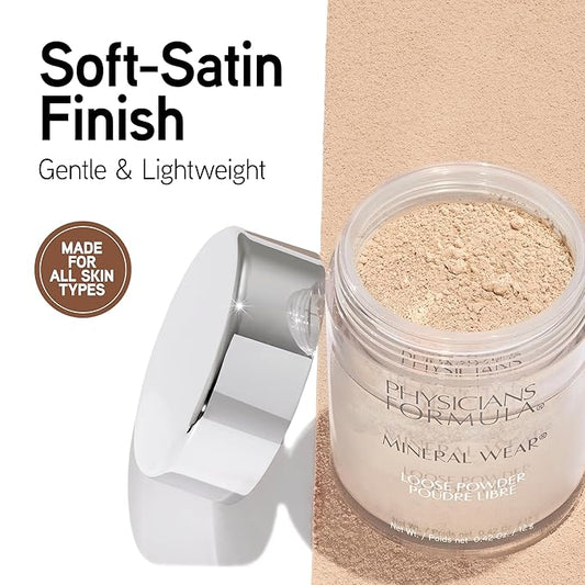 Physicians Formula Mineral Wear Talc-Free Loose Powder Translucent Light, Dermatologist Tested, Clinically Tested