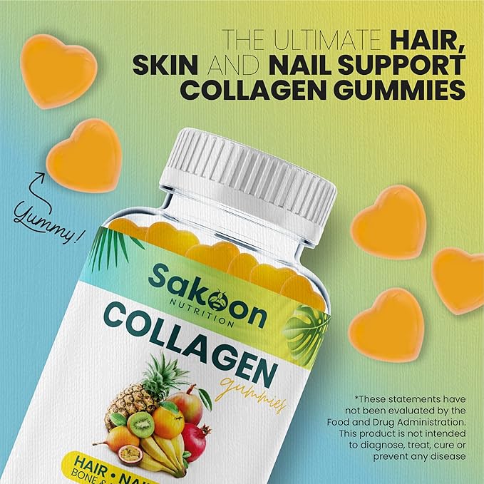 Halal Collagen Gummies for Women and Men - Anti Aging, Hair Growth, Skin Care & Strong Nails Protein Collagen Supplements - Non-GMO, Gluten Free - Made in USA