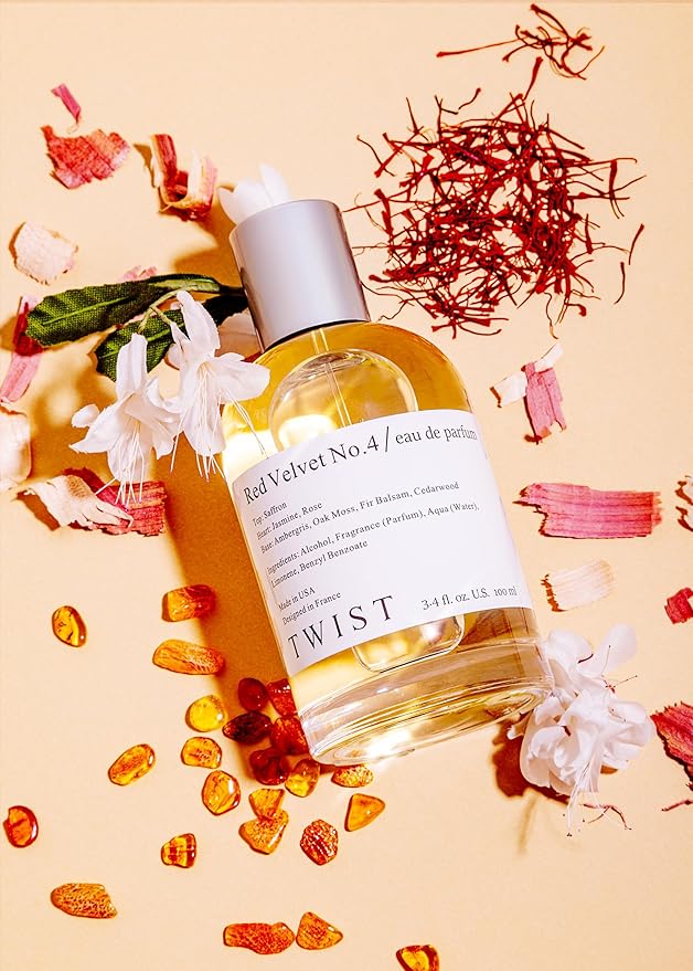 Twist - Red Velvet No. 4 - Eau De Parfum Inspired by MFK Baccarat Rouge 540, Long-Lasting Perfume For Women & Men, Paraben Free, Vegan, Clean Ingredients, Unisex - Spray 100 ml | 3.4 fl. oz.