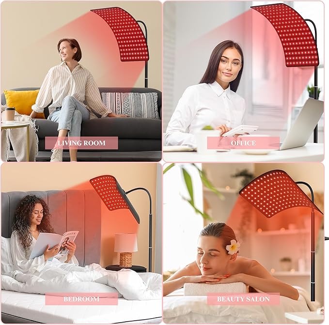 Red Light Therapy for Face and Body, Red Infrared Light Therapy Lamp with Stand Led 660nm Red Light and 850nm Infrared Light Device for Face and Body