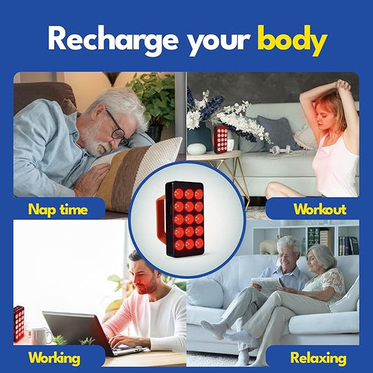 Red Light Therapy - 660nm 850nm Near Infrared Light Therapy Panel, Maximum Output Lamp 15 Dual Chip LED Device for Full Face Body Skin Health, Sleep, Muscle Recovery Sleep Wellness Handheld FX35