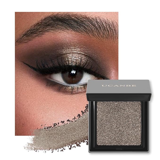 UCANBE Cocoa Brown Shimmer Single Matte Eyeshadow, Mini Eye Shadow Powder Makeup Palette for Natural & Smoky Eye Looks, Highly Pigmented Professional Long-Lasting Waterproof Blendable