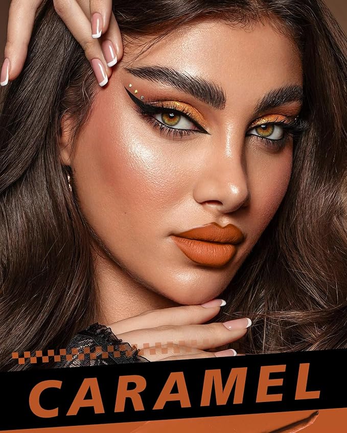 Brown Lipstick Long Lasting, Matte Liquid Lipsticks for Women Non Transfer Smudgeproof Smooth and Easy to Appy Cruelty Free Lip Color, M60 Caramel