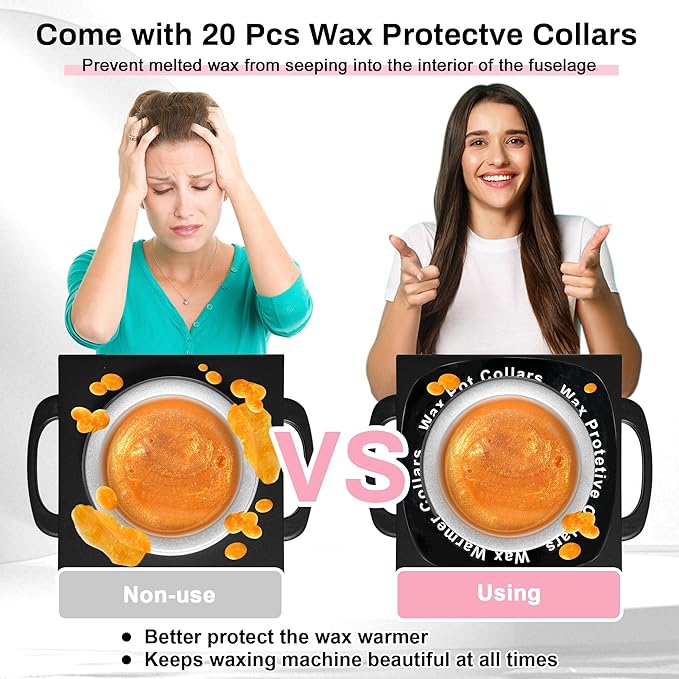 Professional Waxing Kit Wax Warmer Single Pot Wax Heater Machine for Hair Removal, Large Waxing Pot with Non-Stick Easy Clean Pot, 50 Sticks & 20 Collar, for Spa Salon Beauty Esthetician Home (Black)