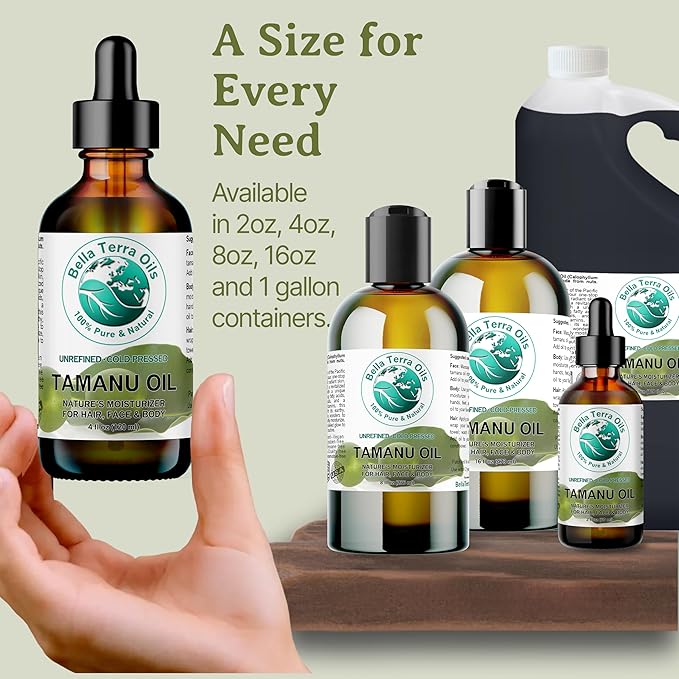 Bella Terra Oils - Organic Tamanu Oil 16 oz - Harness the Power of Nature, Infused with Stearic Acid & Calophyllolide, Perfect Choice for Luxurious Skin Nourishment