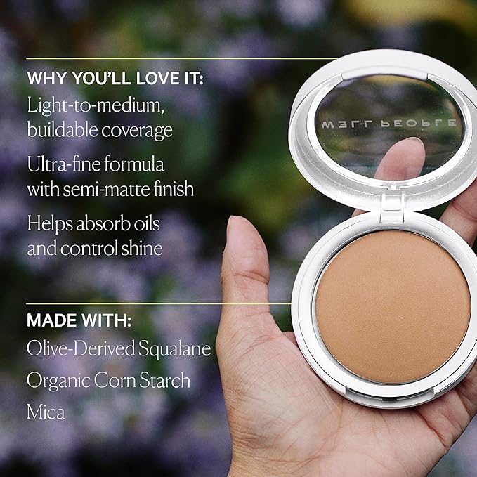 Well People Bio Powder Foundation, Lightweight & Hydrating Foundation For Perfecting & Smoothing Skin, Semi-Matte Finish, Vegan & Cruelty-free,10N