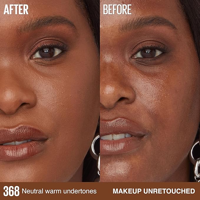 Maybelline Super Stay Lumi-Matte Foundation, Lightweight and Buildable Full Coverage Foundation Makeup For Up To 30HR Wear, 368, 1 Count