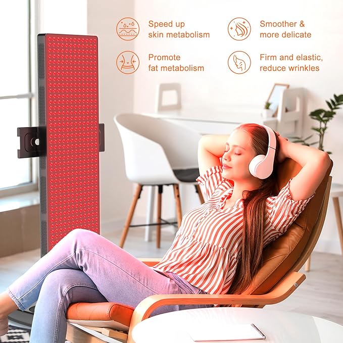 Red Light Therapy Device, Remote Control 300 Dual Chip Clinical Grade LED Lamp, 660nm 850nm Red Near Infrared High Power Panel, Great for Body, Face, Pain, Skin, 400W(Stand Sold Separately)