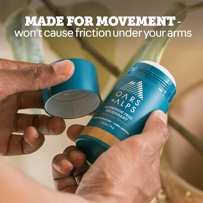 Oars + Alps Deodorant for Men & Women, Aluminum Free Deodorant for Men, Dermatologist Tested, Clean Ingredients, Non Toxic, Vegan, Long Lasting, Odor Protection, Bergamot Grove, 1pk, 2.6oz