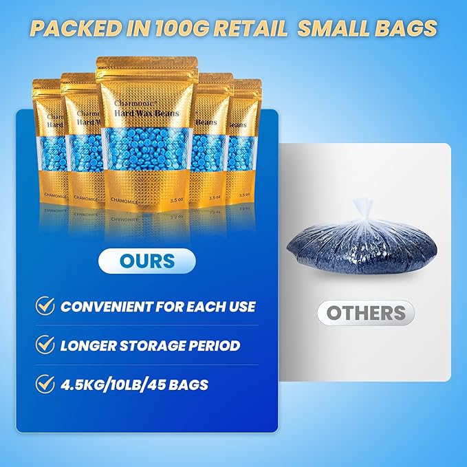 Charmonic Hard Wax Beads, 10lb, Bulk Hair Waxing Beads for Face, Eyebrow, Brazilian, Legs, Body and Bikini Hair Removal, Wax Beans, at Home Waxing Kit for Women & Men