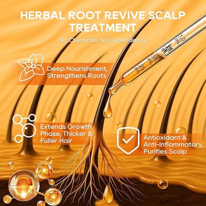 Women‘s Hair Growth Serum Oil, 100% Veganic Natural Herbal Extracts, Root Revive Visibly Thickening Fuller Hair, Follicle Stimulator Scalp Serum for Hair Loss/Shedding,Thin, Dry & Damaged Treatment