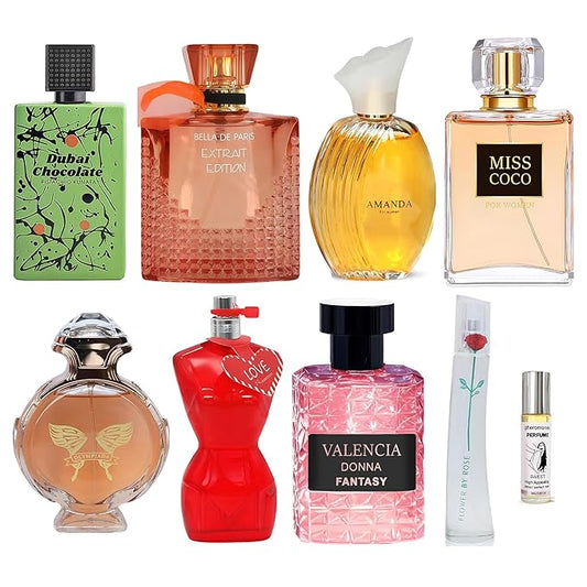 8-Piece Women's Perfume Collection with 10ml Rollerball, EDP Set, Variety of Long Lasting Fragrances for Women (combo E)