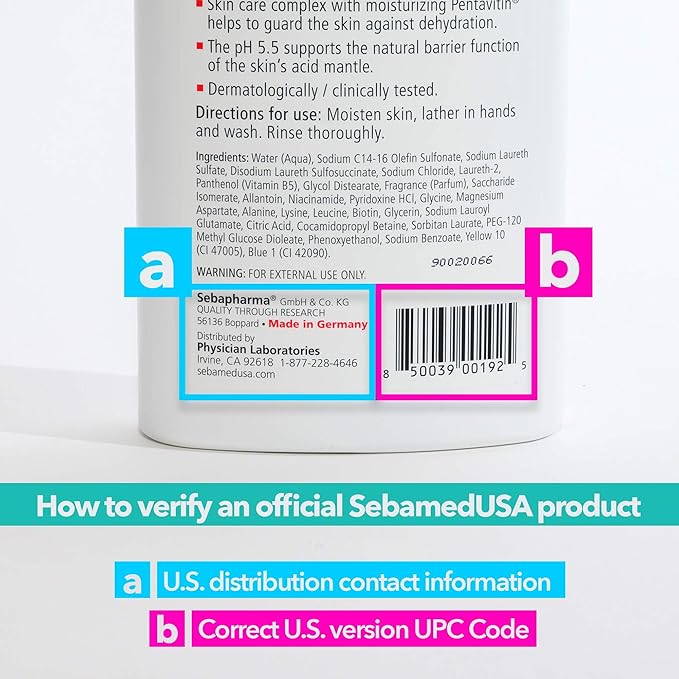SEBAMED Paraben-Free Face and Body Wash With Pump for Sensitive and Delicate Skin pH 5.5 Ultra Mild Dermatologist Recommended Cleanser 33.8 Fluid Ounces (1 Liter) Pack of 3
