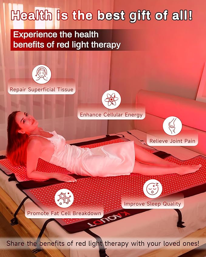 2025 Medical-Grade TPU Red Light Therapy Mat for Full Body Pain Relief, FSA&HSA Eligible 73"x33" Dual Wavelength Infrared Red Light Blanket with 2570 LEDs for Home Use