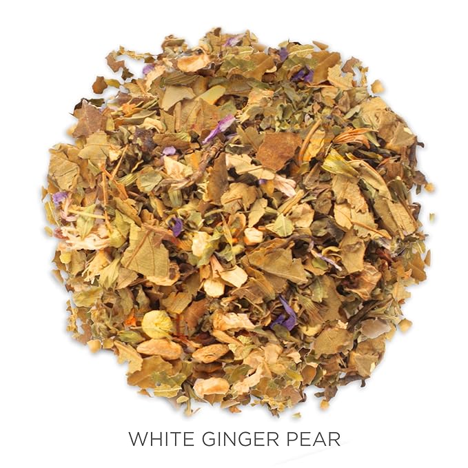 Tea Forte White Ginger Pear Premium Organic Loose Leaf Caffeinated White Tea Blend Canister, Makes 35-50 Cups