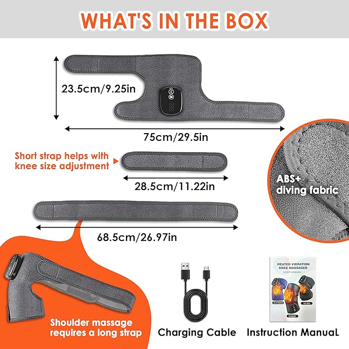 Cordless Knee Massager with Heat and Vibration, 3-in-1 Heating Pad for Knee, Shoulder, and Elbow, 5000mAh Battery, Portable Touchscreen Control for Pain Relief