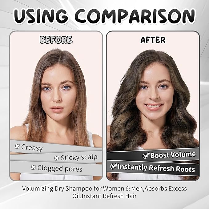 Dry Shampoo Spray,Volumizing Dry Shampoo for Women & Men,Absorbs Excess Oil,Instant Refresh Hair,Contains Rice Starch,Replenishes Hair Keratin,Nourishes Hair Roots,7.61 oz