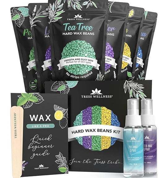 Tress Wellness Wax Beads - Safe for Skin - Dermatologically Tested - At-Home Kit for Bikini, Brazilian & Full Body - Variety 1.3lb