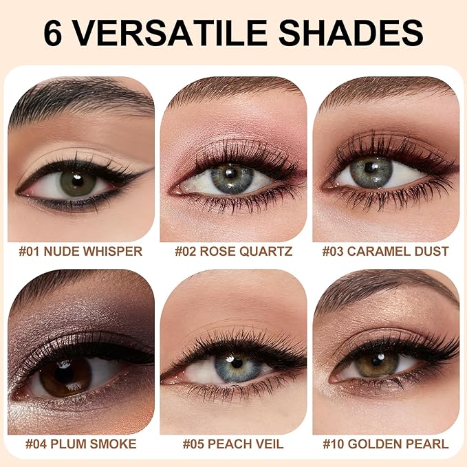 Dual-Ended Cream Eyeshadow Stick, Shimmer Waterproof Long-Lasting Crease-Proof Glitter Eye shadow Pencil for Women, Smooth Blendable Eye Shadow Crayon with Built-in Smudger, 04 Plum Smoke