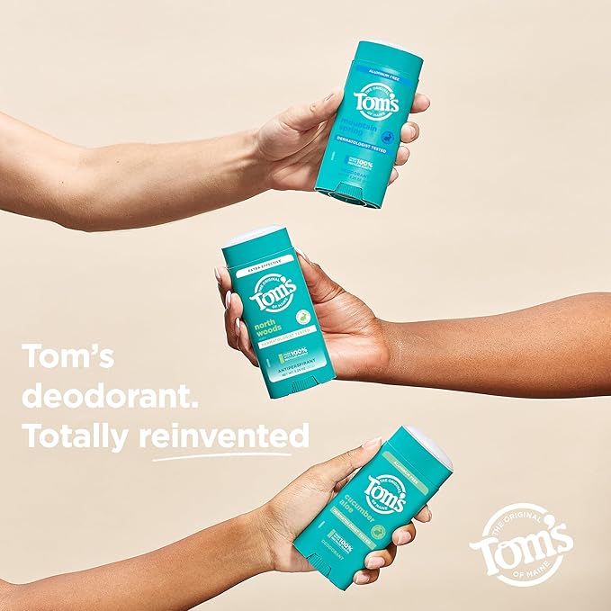 Tom’s of Maine North Woods Antiperspirant Deodorant for Men and Women, 48 HR Odor & Sweat Protection, Patchouli and Lavender Scent, 3.25 oz, 2-Pack